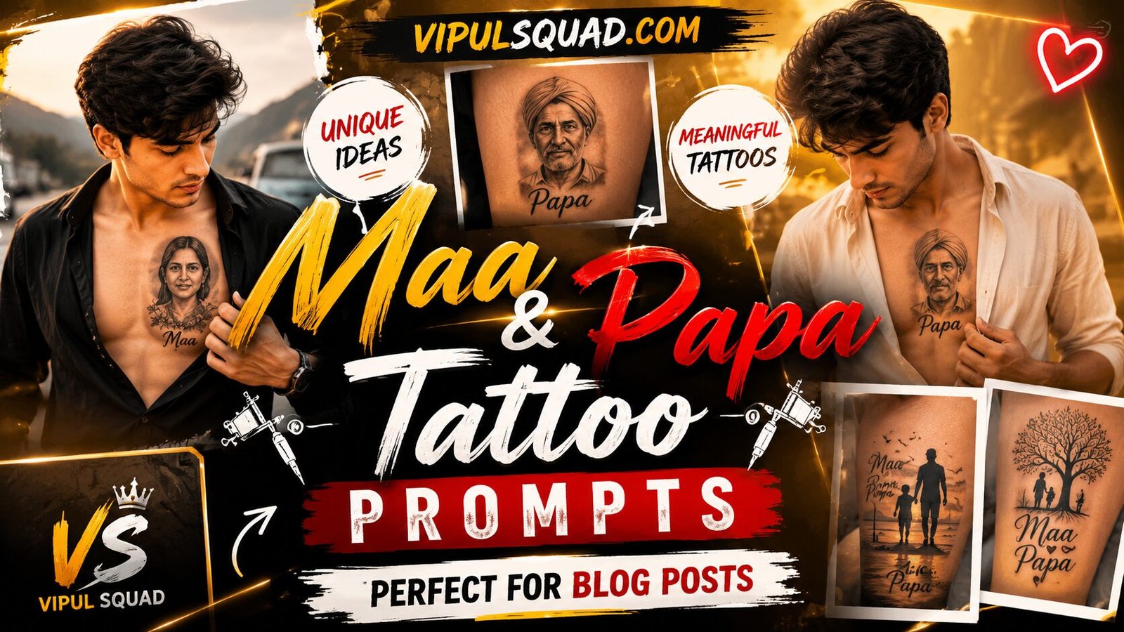Maa papa chest tattoo AI prompt guide
